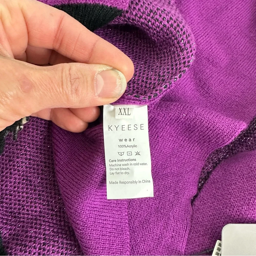 Kyeese Wear Purple and Black Dog Sweater Size XXL Silver Spider Web Design